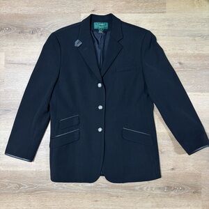 Vintage luxury Ralph Lauren Blazer Black Wool Equestrian Blazer  Horse Button